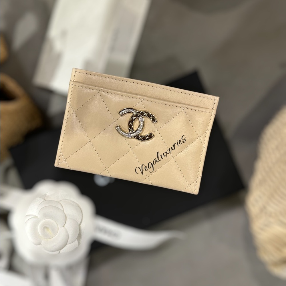 Chanel Beige Quilted Card Holder